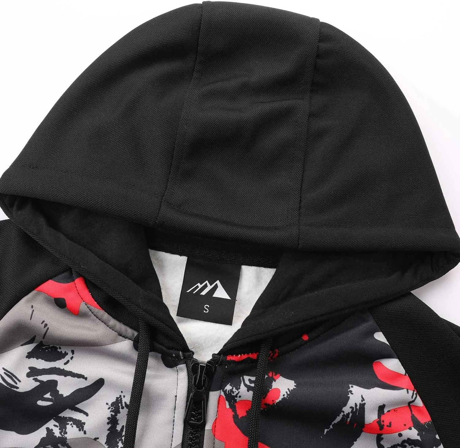 AFILOK Men's Zip Up Hoodie Fleece lightweight Sweatshirt Camo Color Block Fashion Long Sleeve Hooded WIth Kanga Pocket