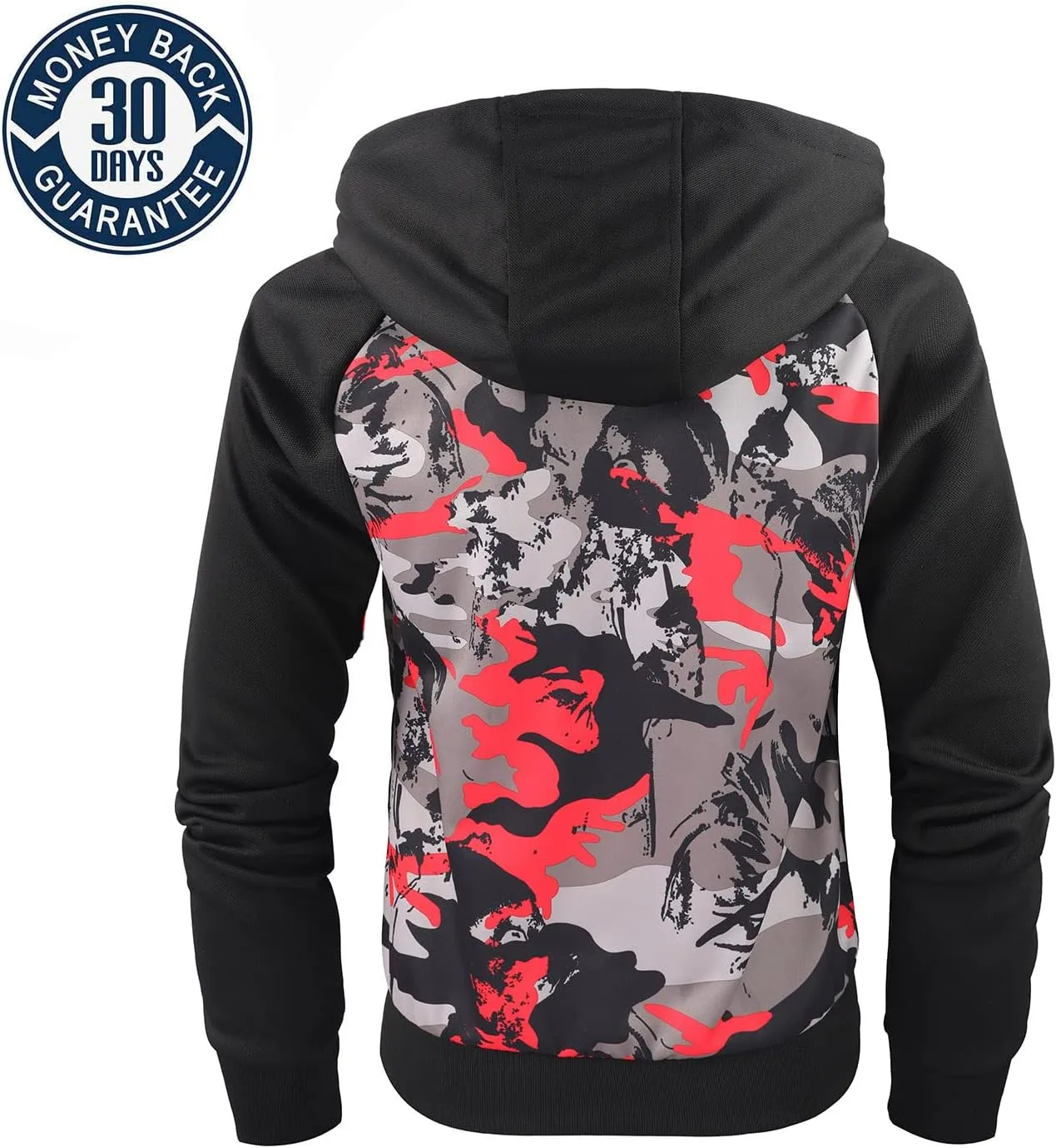 AFILOK Men's Zip Up Hoodie Fleece lightweight Sweatshirt Camo Color Block Fashion Long Sleeve Hooded WIth Kanga Pocket