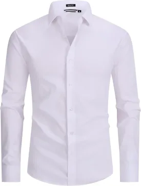 Alex Vando Mens Dress Shirt Easy Care Slim Fit Long Sleeve Cotton Stretch Button Down Shirt