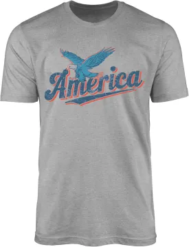 America Eagle Graphic T-Shirt  Patriotic Vintage Script Tee  Unisex 4th of July Shirt  Freedom Eagle Print