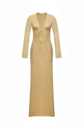 Camel Long Sleeve Aria Dress