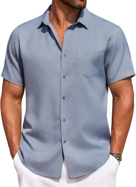 COOFANDY Men's Summer Beach Vacation Shirt Casual Button Down Short Sleeve Shirt Hawaiian Tropical Resort Wear