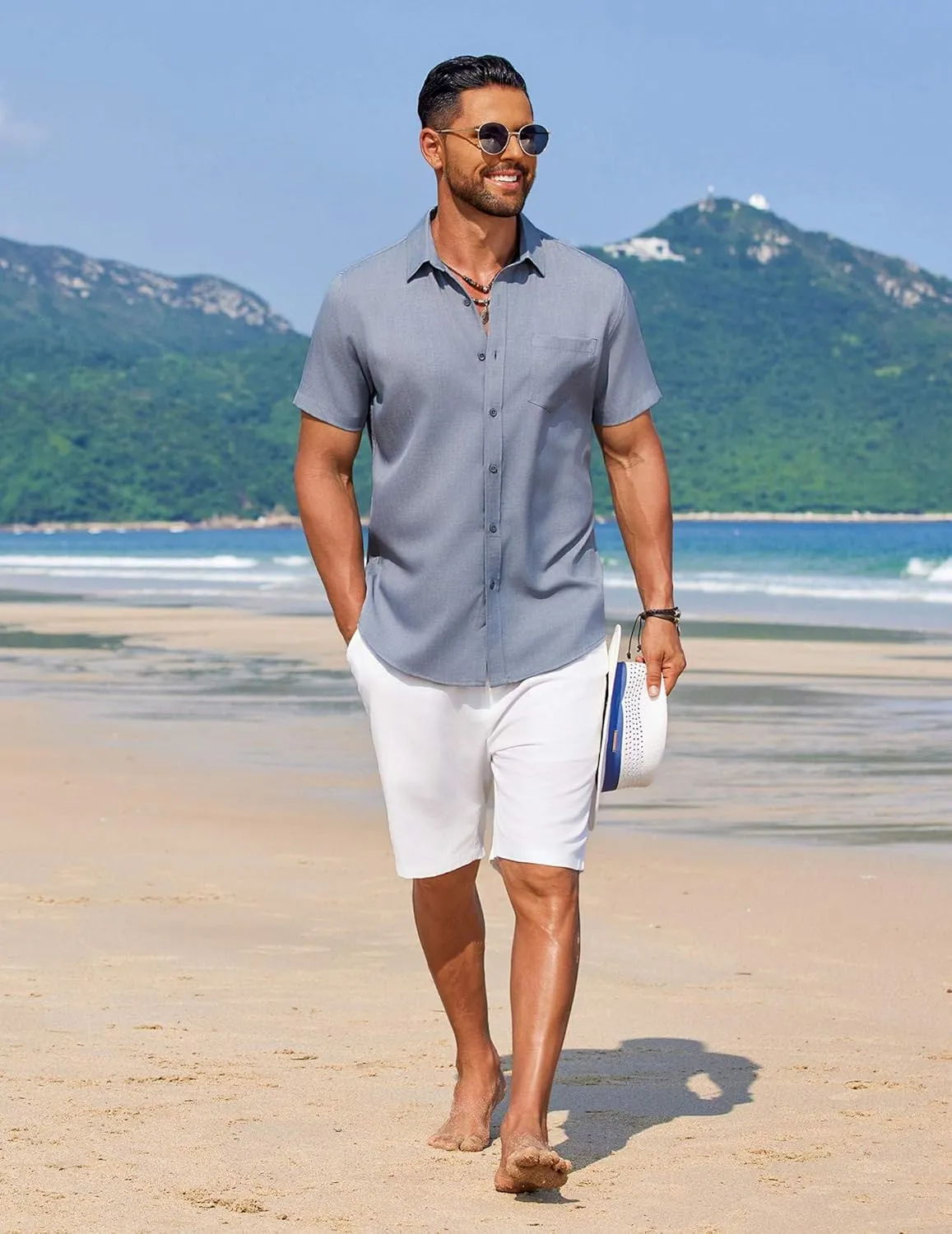 COOFANDY Men's Summer Beach Vacation Shirt Casual Button Down Short Sleeve Shirt Hawaiian Tropical Resort Wear