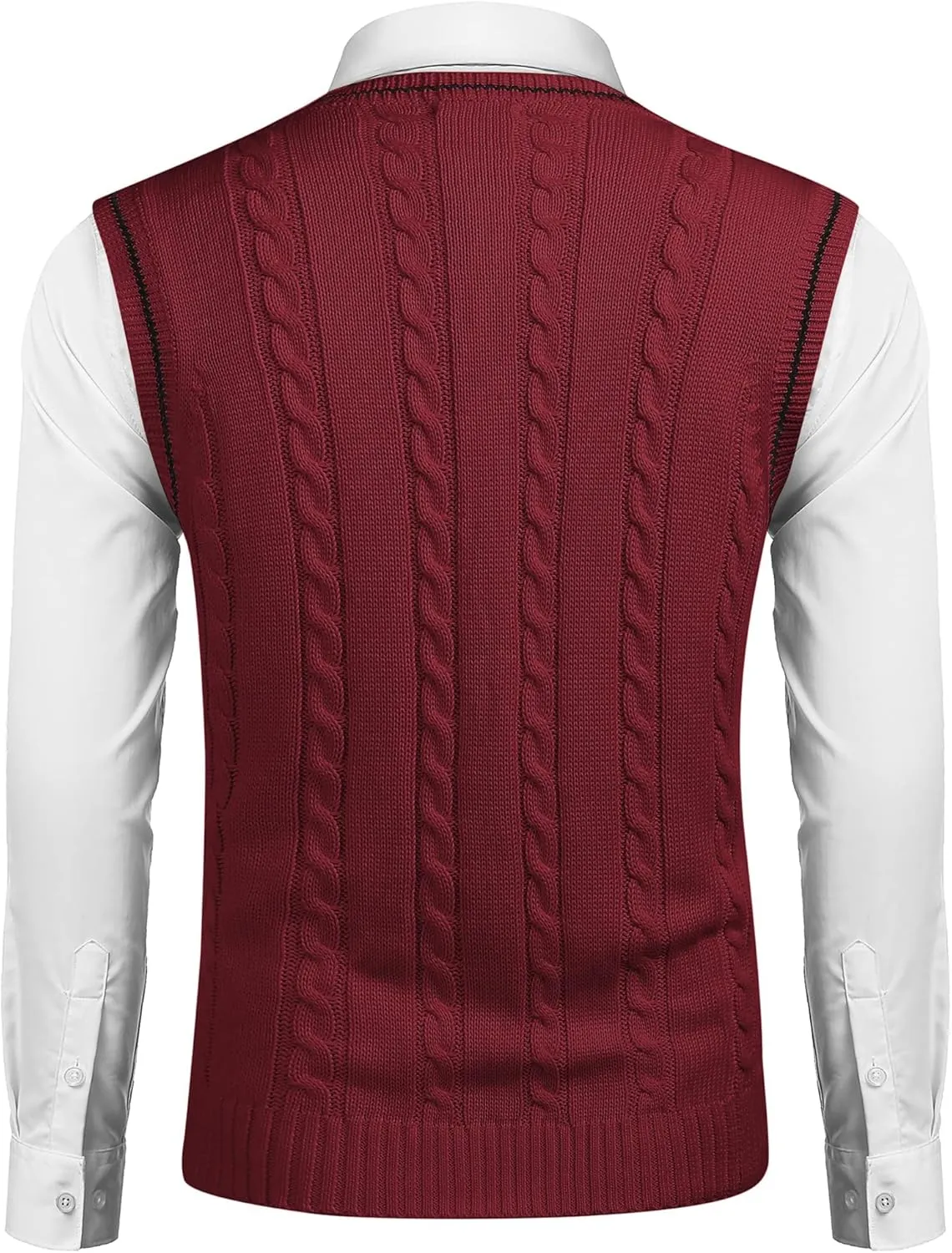 COOFANDY Men's Sweater Vest V Neck Slim Fit Casual Sleeveless Twisted Knitted Pullover Sweater