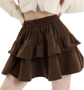 Corduroy Skirt Women Bubble Skirt Y2k Mini Skirt with Shorts Puffy Skirt Preppy Clothes Fall Aesthetic