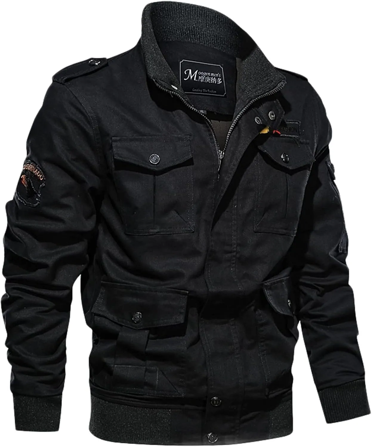 CRNTCEM Mens Winter Cotton Military Jackets Thicken Multi-Pocket Field Jacket Outwear Button Down Work Cargo Jackets Coat