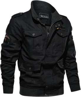 CRNTCEM Mens Winter Cotton Military Jackets Thicken Multi-Pocket Field Jacket Outwear Button Down Work Cargo Jackets Coat