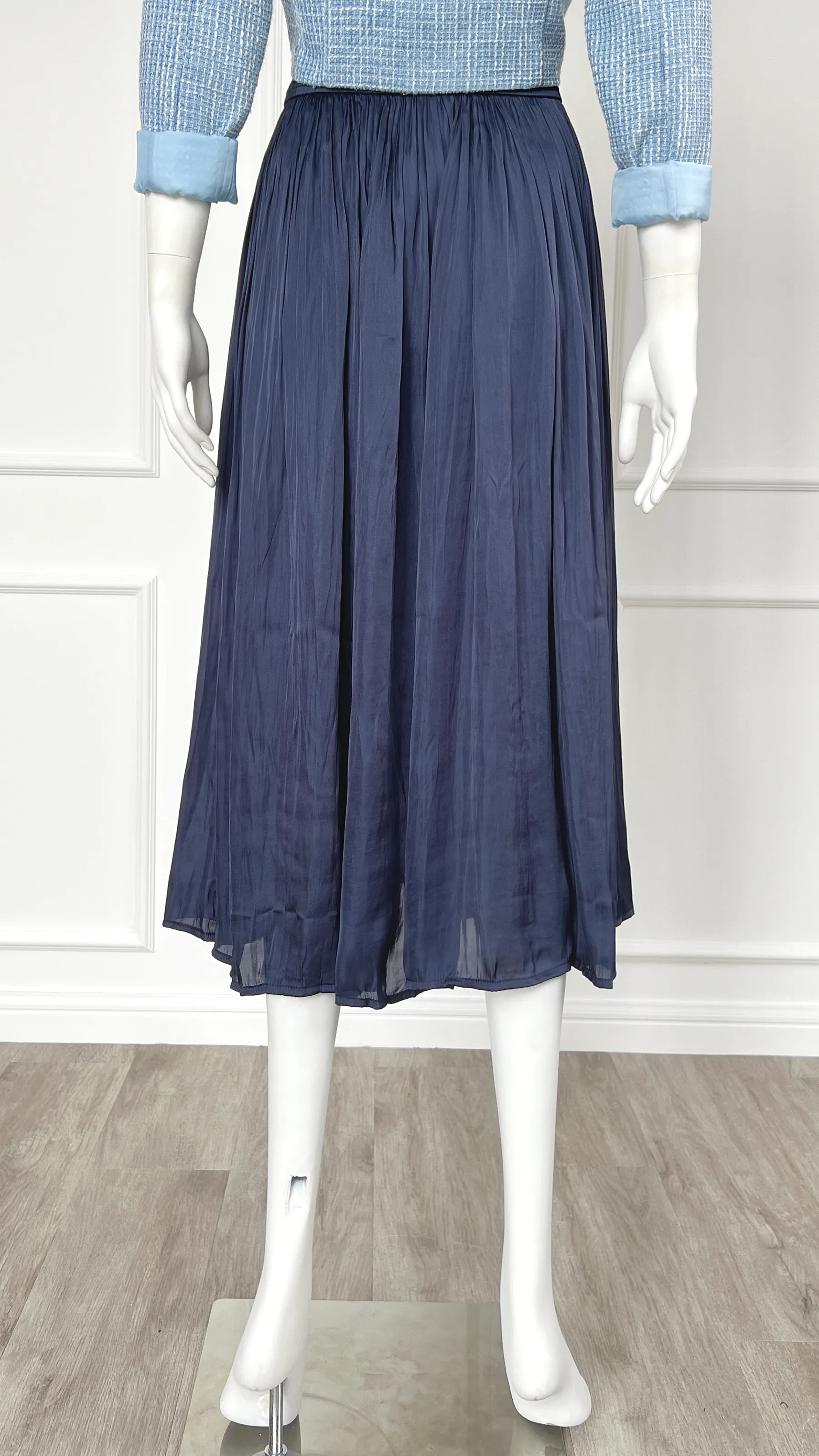 Premium Delphia Silky Shine Long Flare Skirt for Women