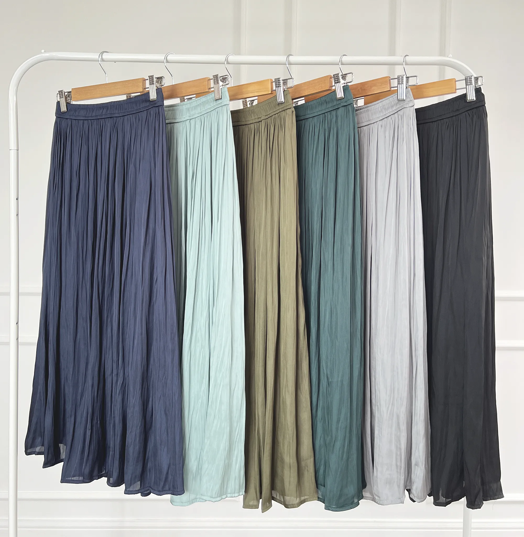 Premium Delphia Silky Shine Long Flare Skirt for Women