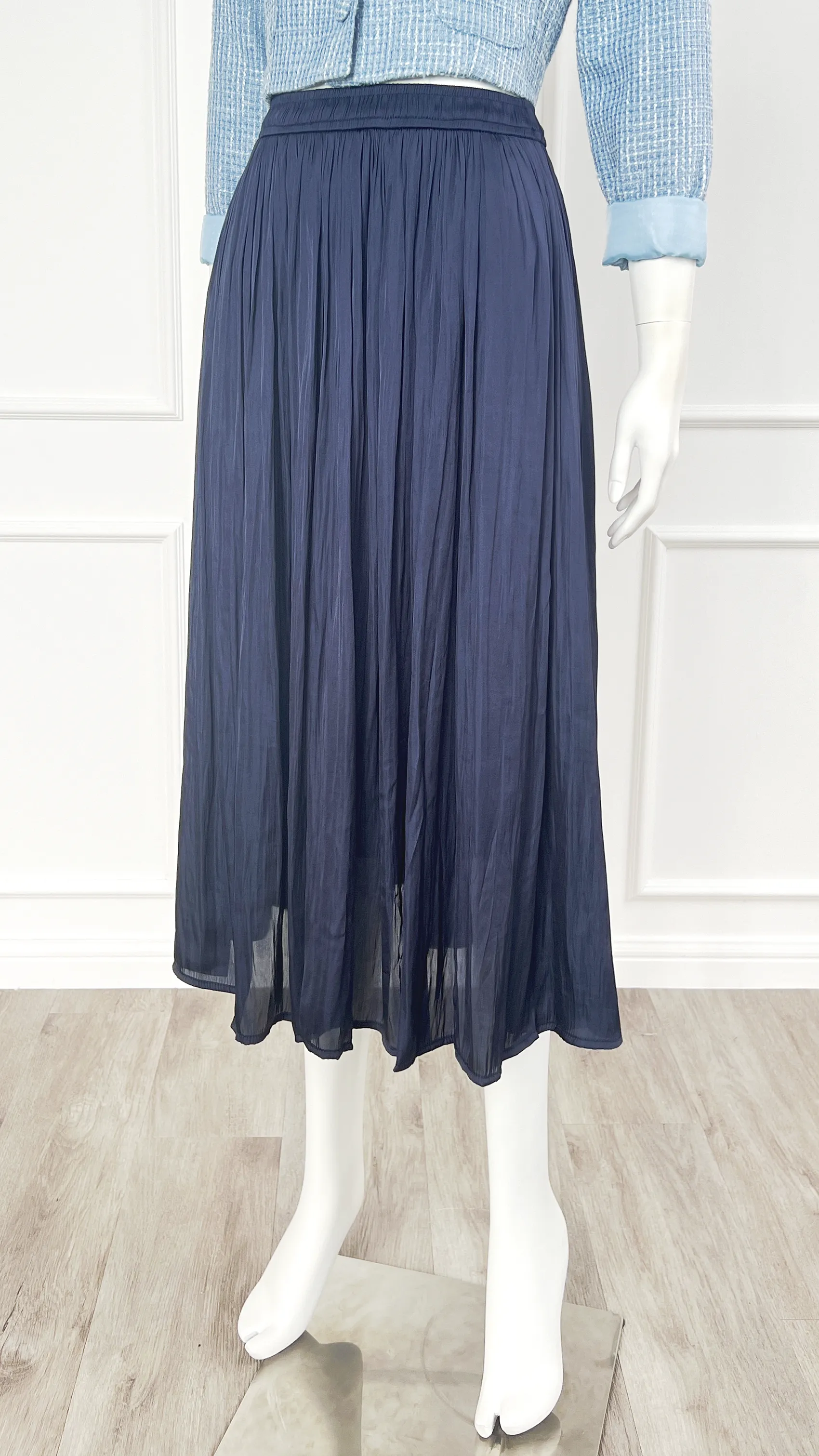 Premium Delphia Silky Shine Long Flare Skirt for Women