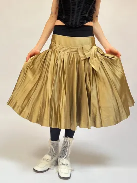 DKNY Gold Silk Bow Skirt (M)