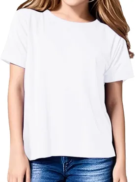 Girls Short Sleeve T Shirts Soft Cotton Summer Tops Kids Casual Crewneck Basic Tees Shirts Blouse Clothes for Girls, 5-14Y