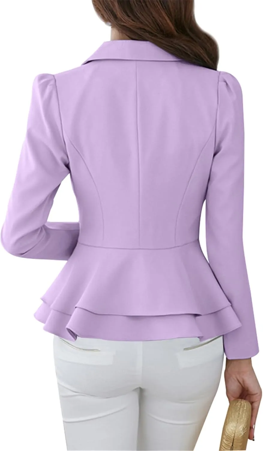 GRASWE Lady's Button Neck Long Sleeve Suit Vintage Casual Swing Dress Suit