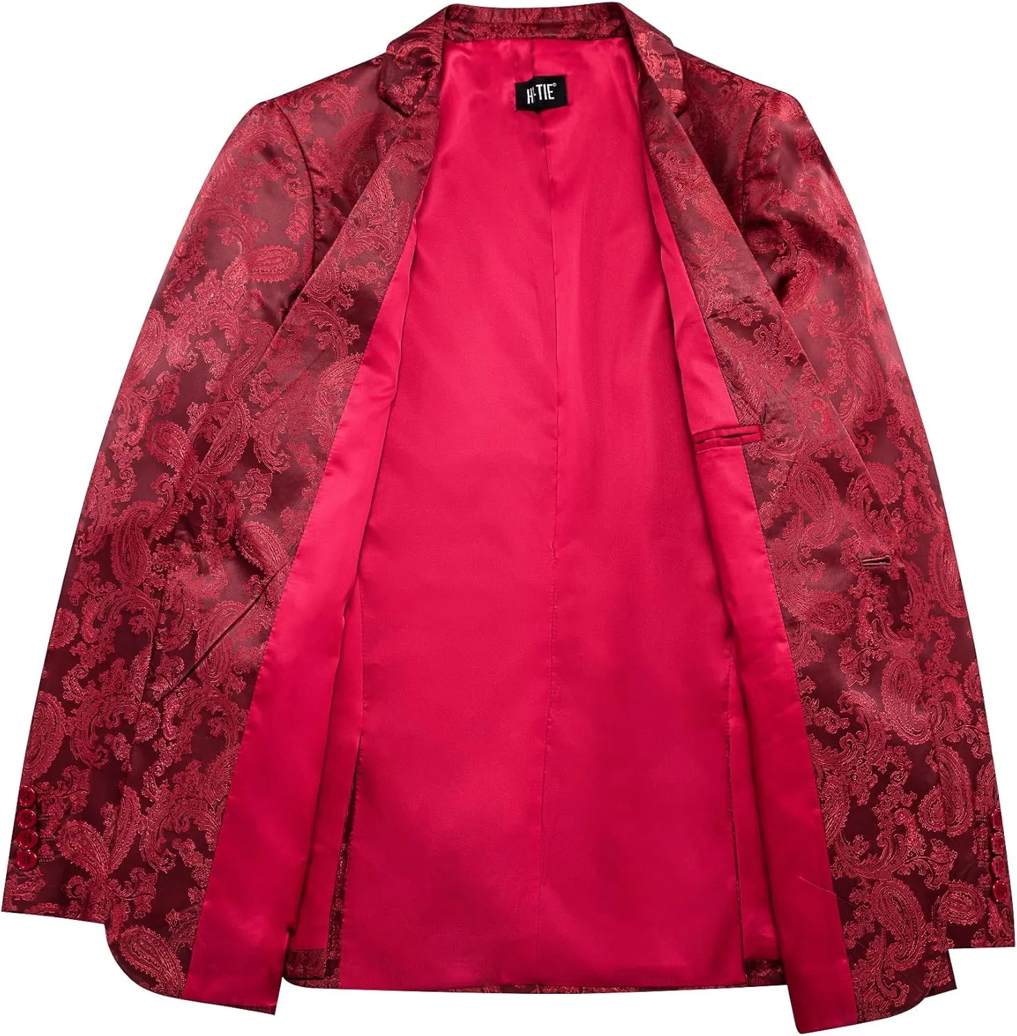 Hi-Tie Mens Blazer Jacket One Button Suit Silk Satin Light Weight Suit Paisley Solid Casual Sport Coats Tuxedo Jacket