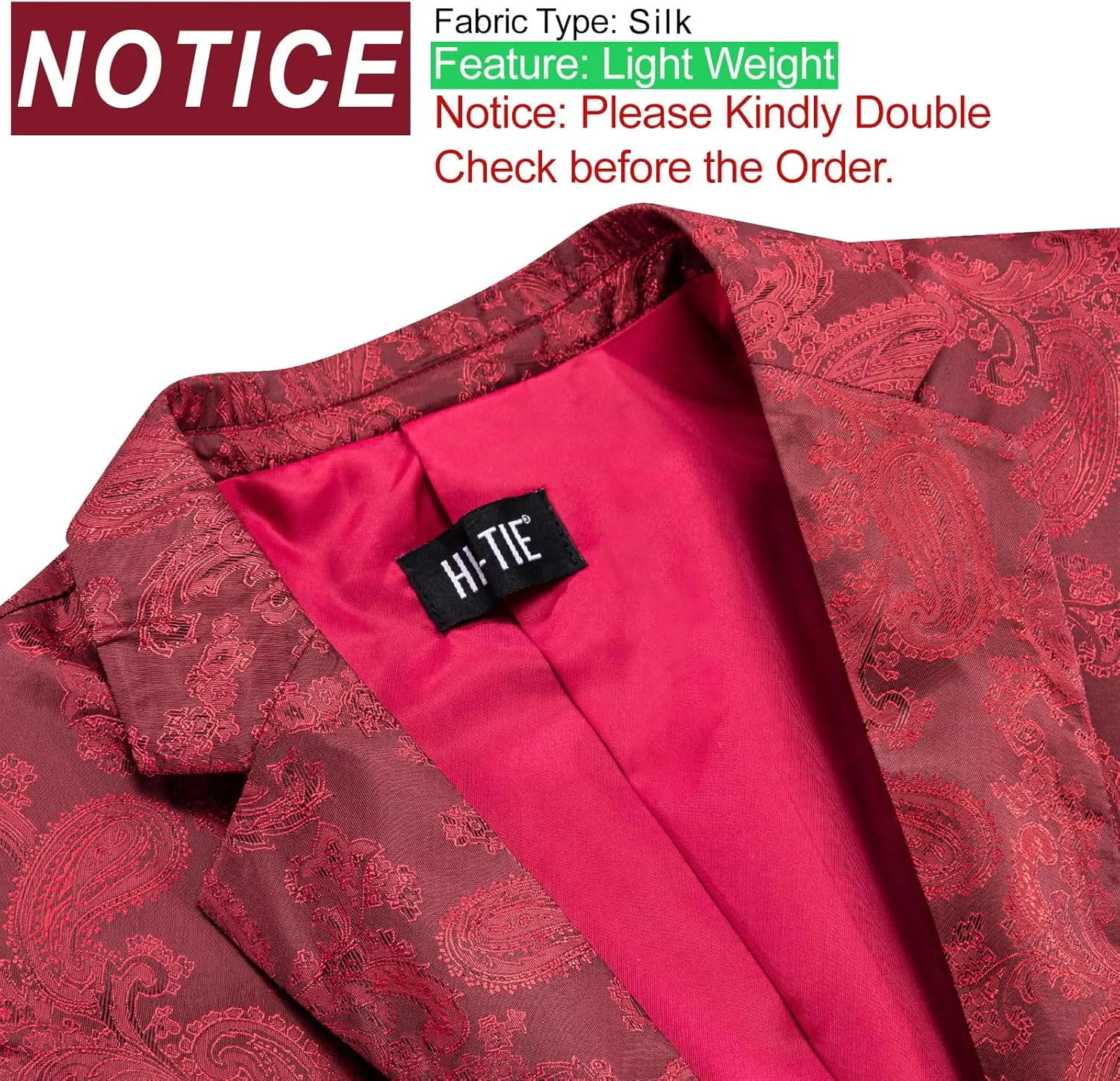 Hi-Tie Mens Blazer Jacket One Button Suit Silk Satin Light Weight Suit Paisley Solid Casual Sport Coats Tuxedo Jacket
