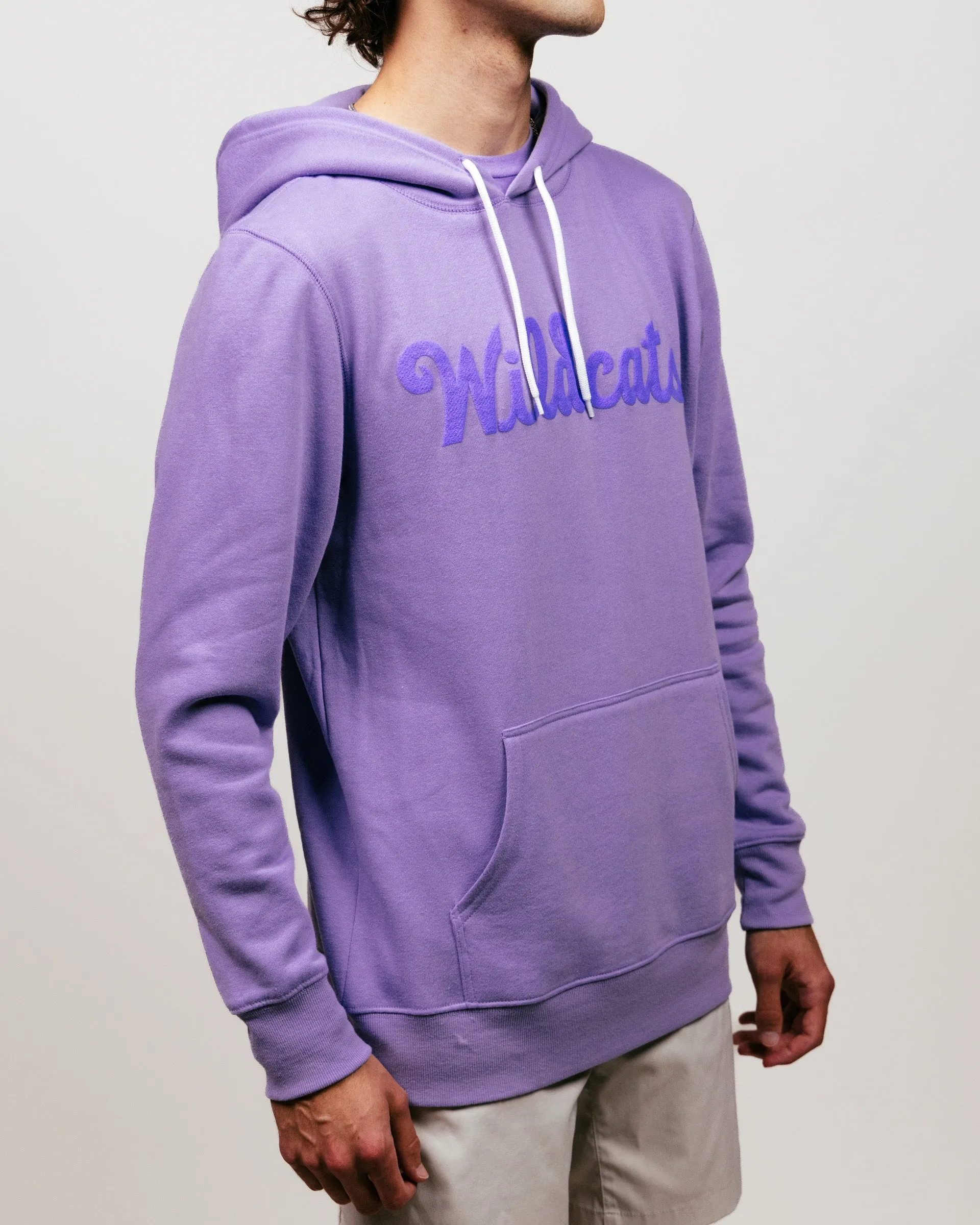 Lavender K-State Wildcats Hoodie with Script Puff Ink Design