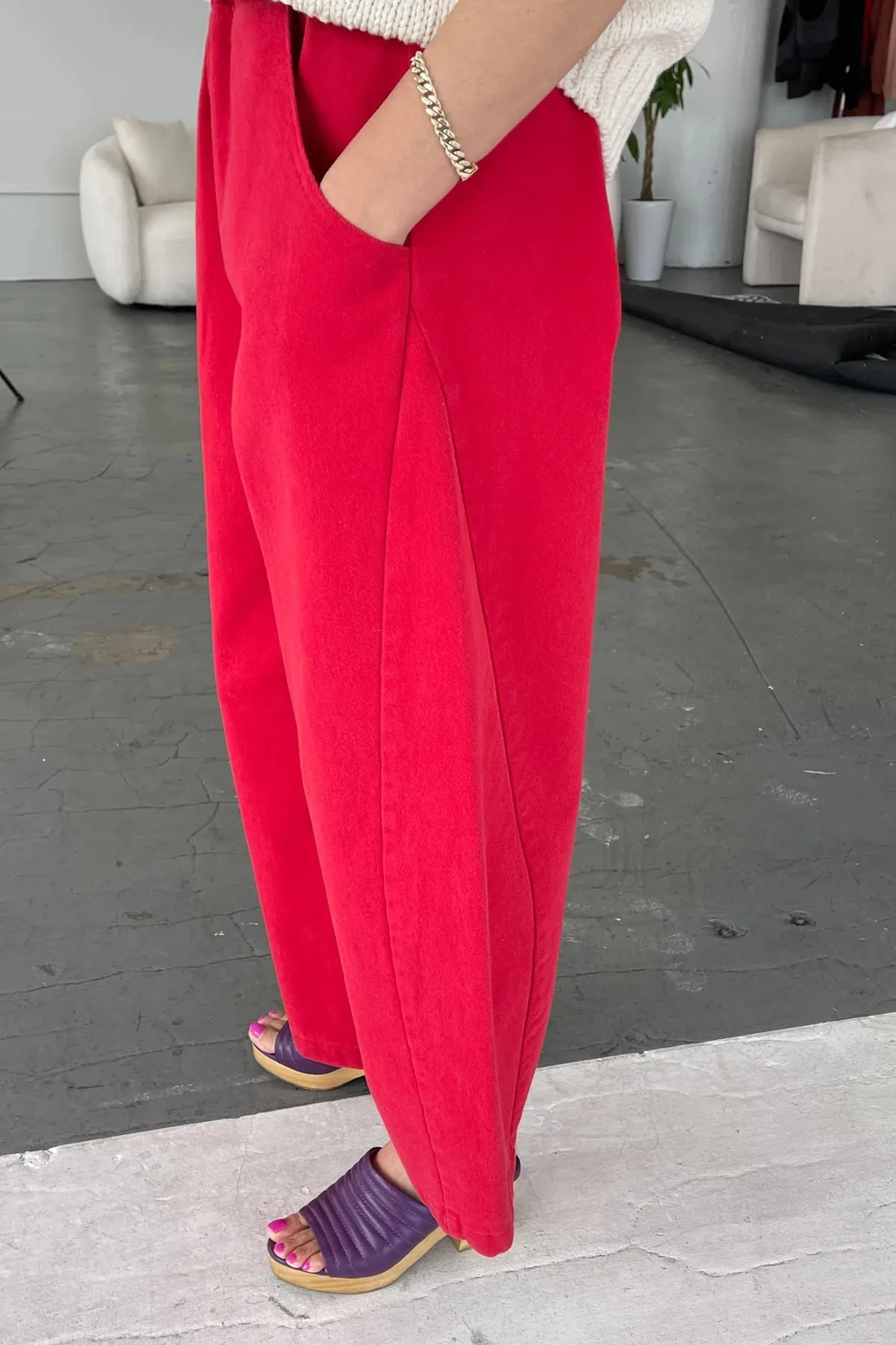 Red Arc Crayon Pants by Le Bon Shoppe
