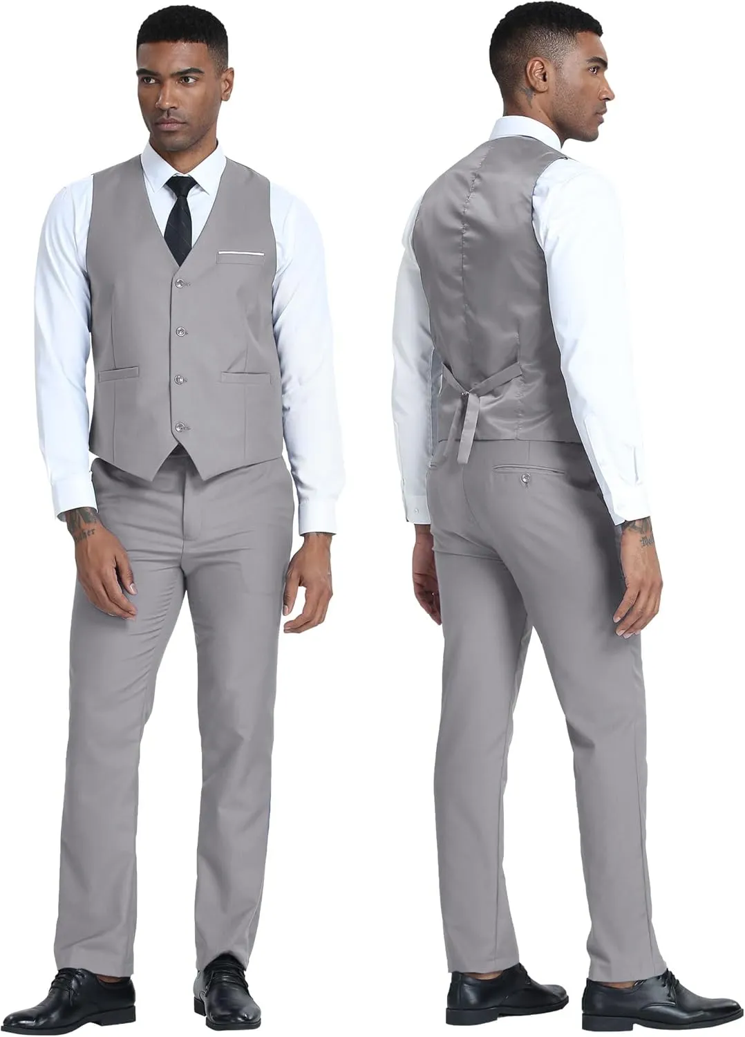 Men's 3 Piece Slim Fit Suit Set, Two Button Blazer Solid Suit Jacket Vest Pants Tuxedo Set for Wedding Prom