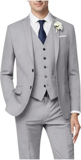 Men's 3 Piece Slim Fit Suit Set, Two Button Blazer Solid Suit Jacket Vest Pants Tuxedo Set for Wedding Prom