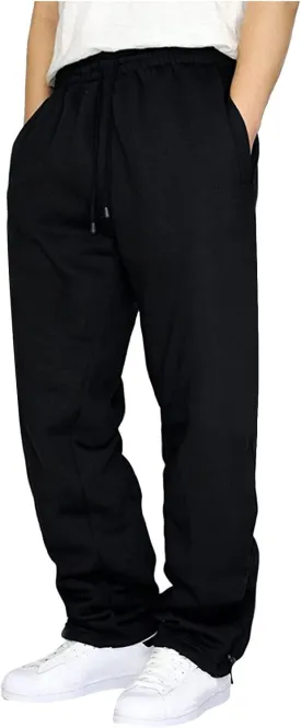 Men's Baggy Sweatpants Fleece Straight Leg Jogger Workout Casual Pant Loose Athletic Trousers Elastic Waist Pockets