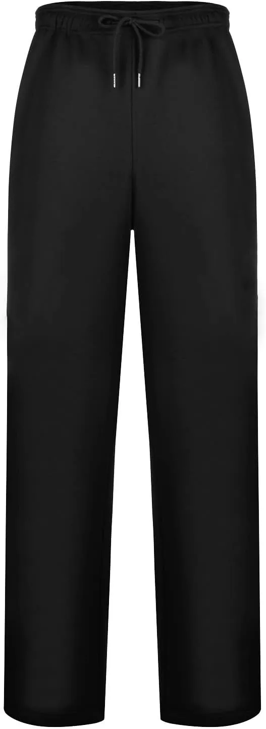 Men's Baggy Sweatpants Fleece Straight Leg Jogger Workout Casual Pant Loose Athletic Trousers Elastic Waist Pockets