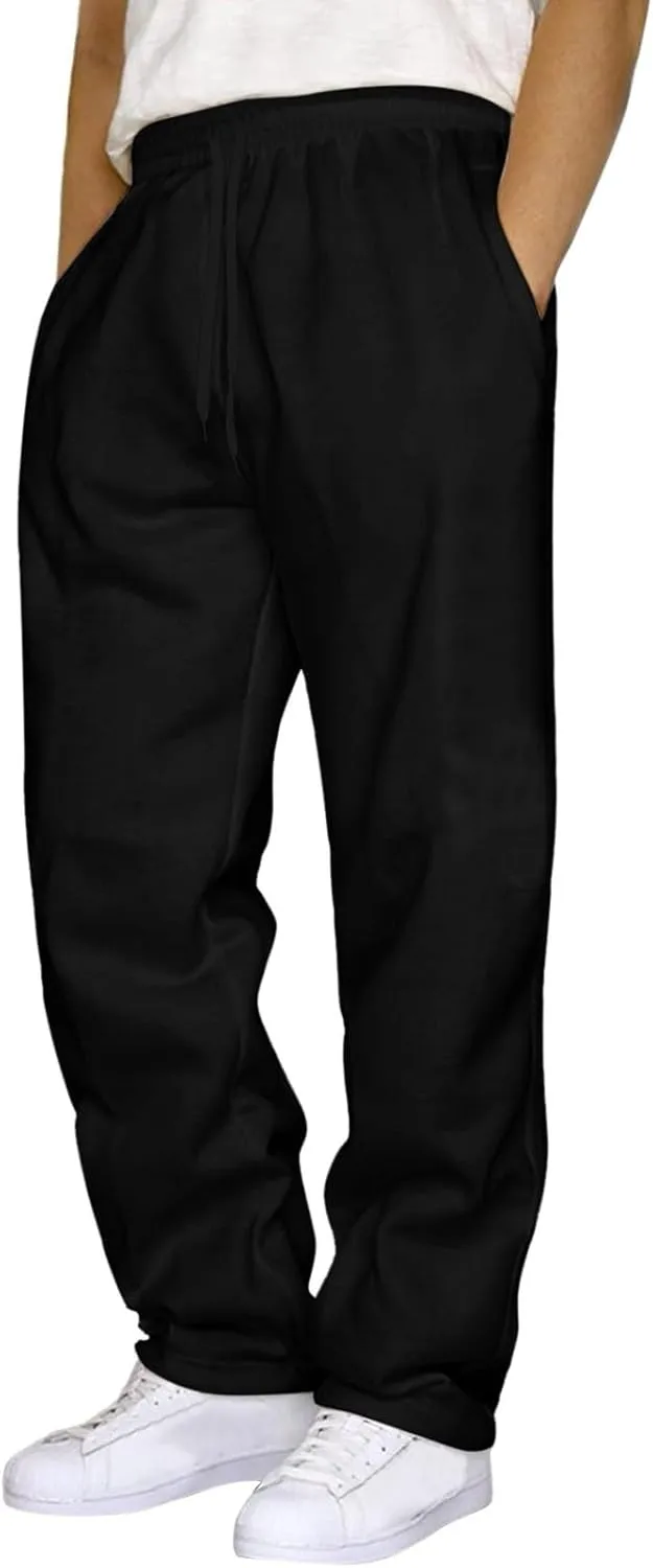 Men's Cotton Casual Sweatpants Yoga Athletic Lounge Trousers Elastic Jogger Running Straight Leg Pants with Pockets