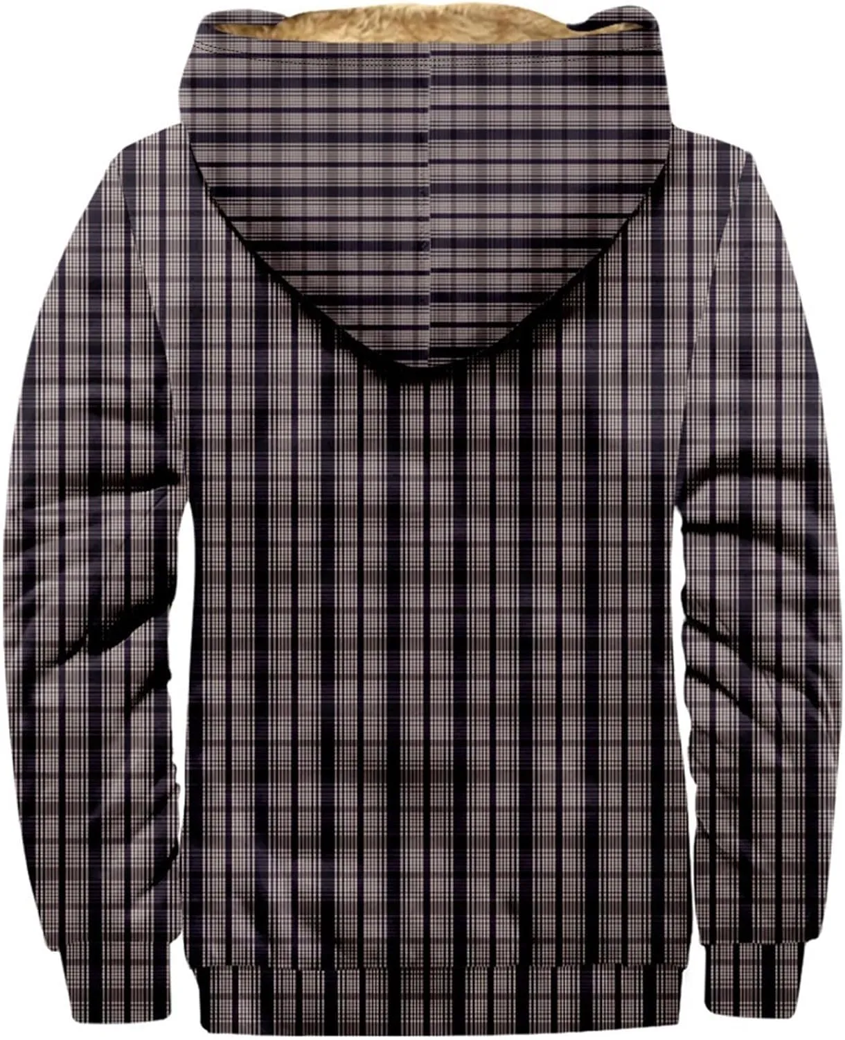 Mens Full Zip Fleece Sweatshirt Flannel Sherpa Lined Shirt Jacket Plaid Cotton Hoodies Coat Big Tall Winter Jackets