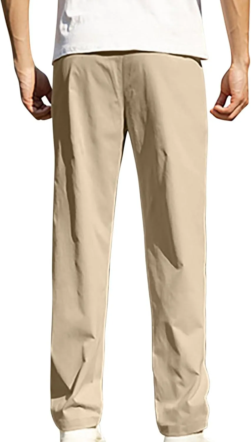 Mens Lightweight Sweatpants Open Bottom Jogger Yoga Pant Casual Athletic Elastic Waist Drawstring Pants with Pockets