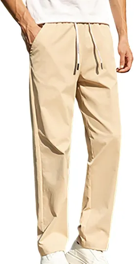 Mens Lightweight Sweatpants Open Bottom Jogger Yoga Pant Casual Athletic Elastic Waist Drawstring Pants with Pockets