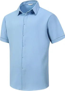 Men's Linen Shirts Short Sleeve Casual Shirts Button Down Shirt for Men Beach Summer Wedding Shirt