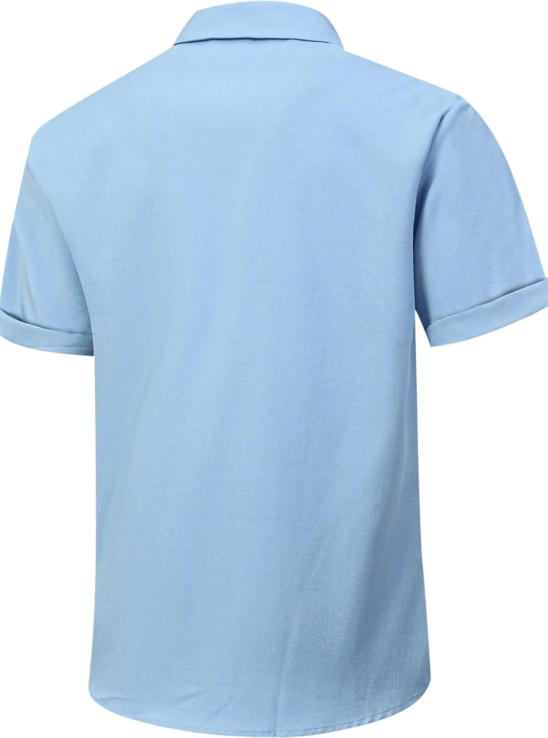 Men's Linen Shirts Short Sleeve Casual Shirts Button Down Shirt for Men Beach Summer Wedding Shirt