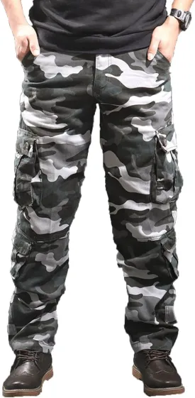 Men's Relaxed Fit Casual Military Trousers Multi Pocket Camo Pants Lightweight Hiking Outdoor Combat Cargo Britches