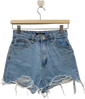 Missguided Blue Distressed Denim Shorts UK 4