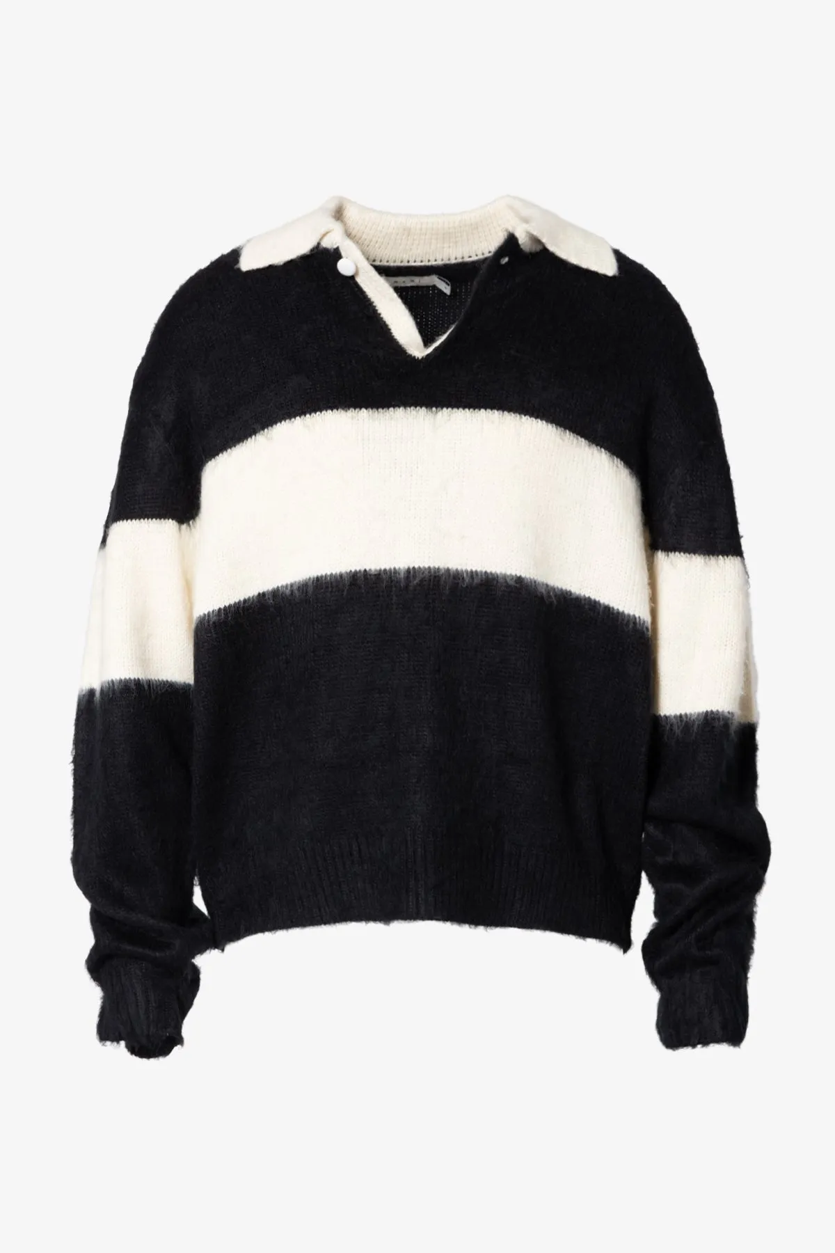 Mohair Rugby Sweater - Black/White