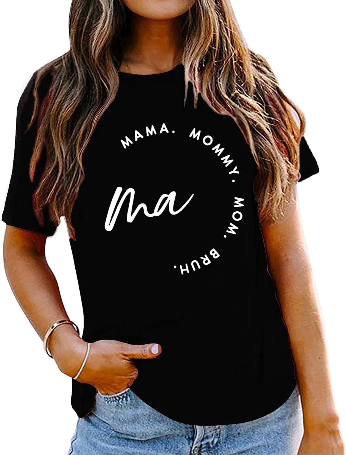 Mom Shirts for Women Mama Letter Print T-Shirt Mama Shirt Life Tops