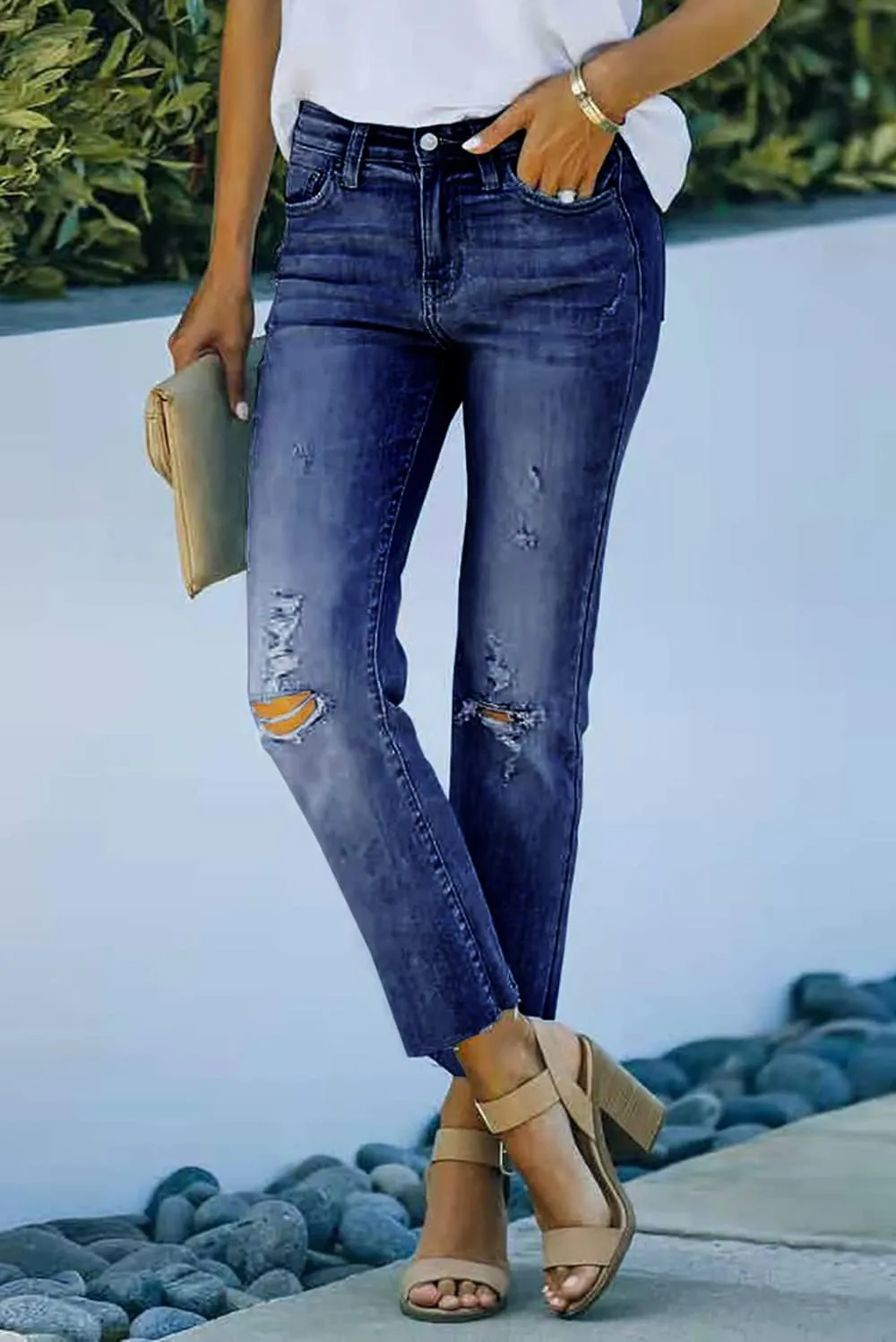 Necooer Womens Bell Bottom Jeans Classic Stretch Raw Hem Flare Denim Jeans Pants