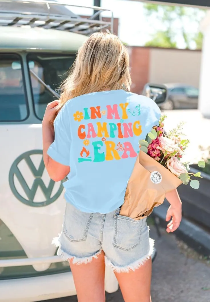 Oversized Shirt Women in My Camping Era T-Shirt Summer Adventure Graphic Summer Vacation Casual Short Sleeve Tops