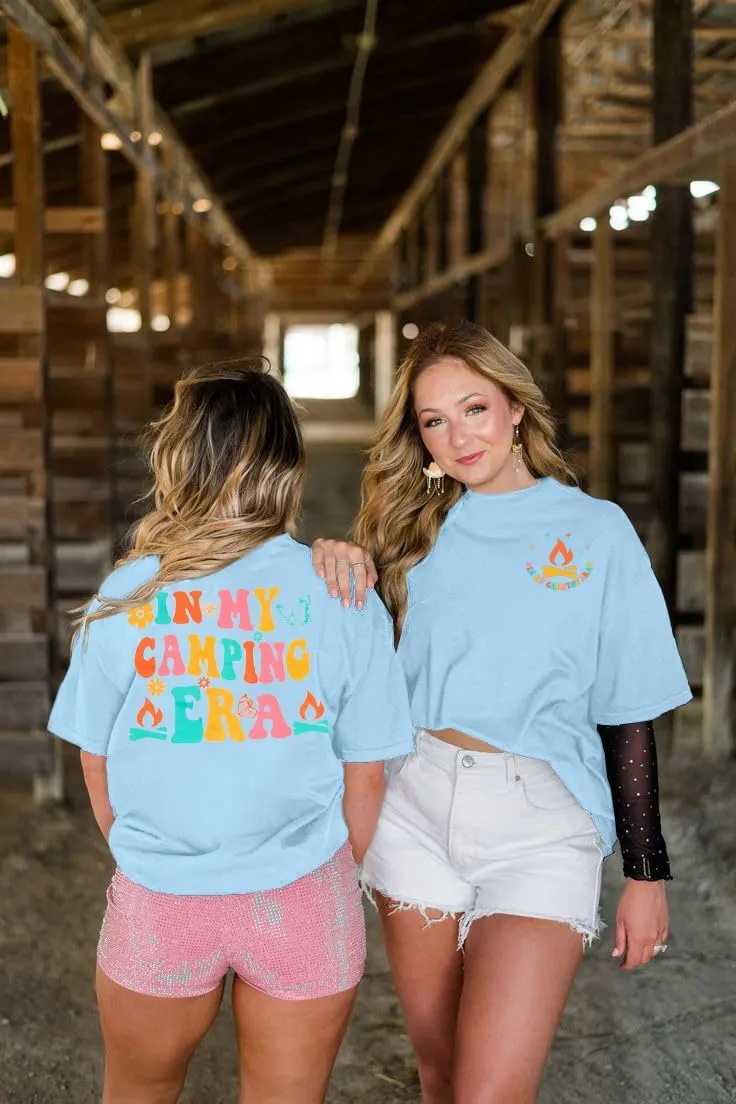 Oversized Shirt Women in My Camping Era T-Shirt Summer Adventure Graphic Summer Vacation Casual Short Sleeve Tops