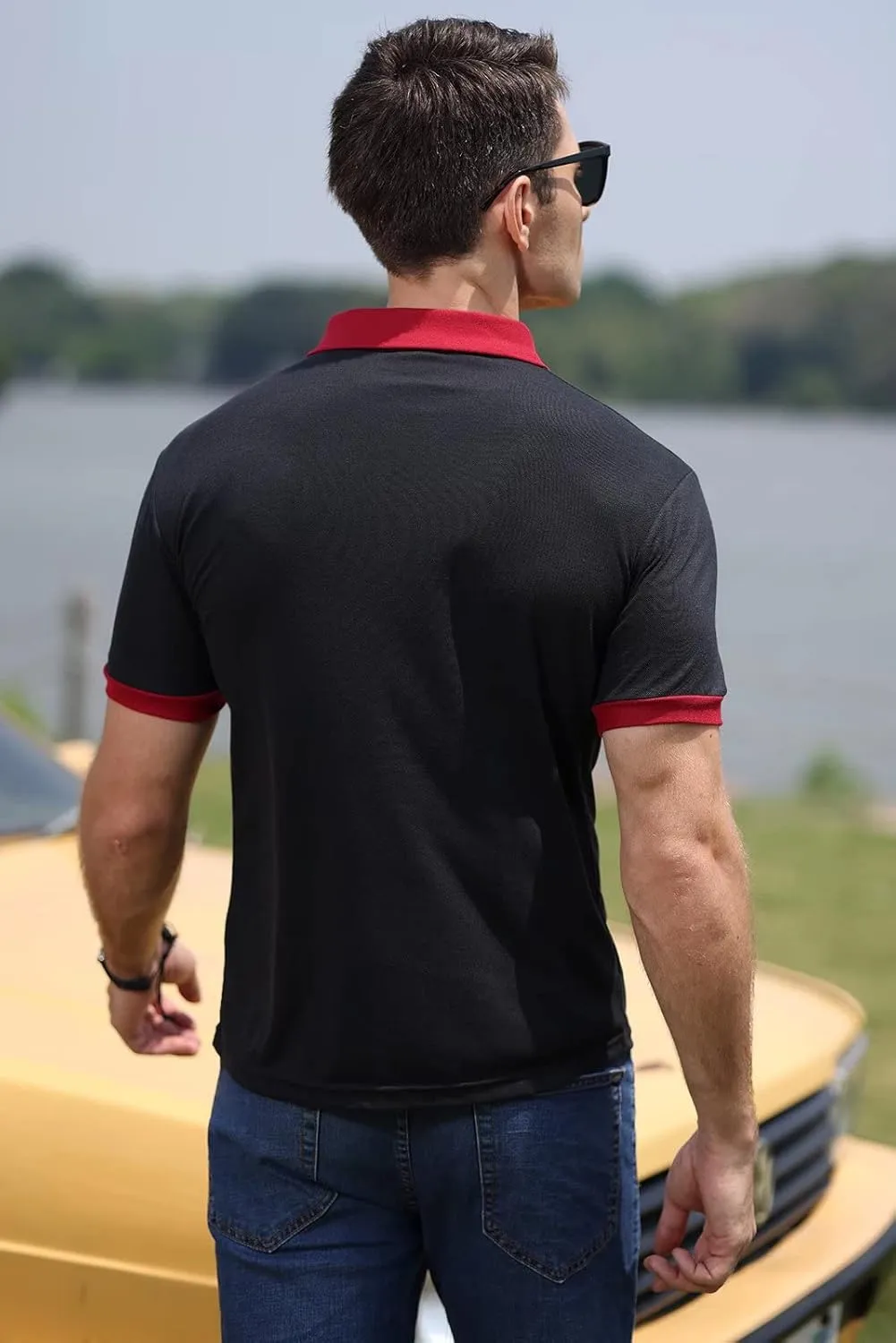 Rela Bota Men's Short Sleeve Polo Shirts Fashion Zipper Polos Casual Slim Fit T-Shirt