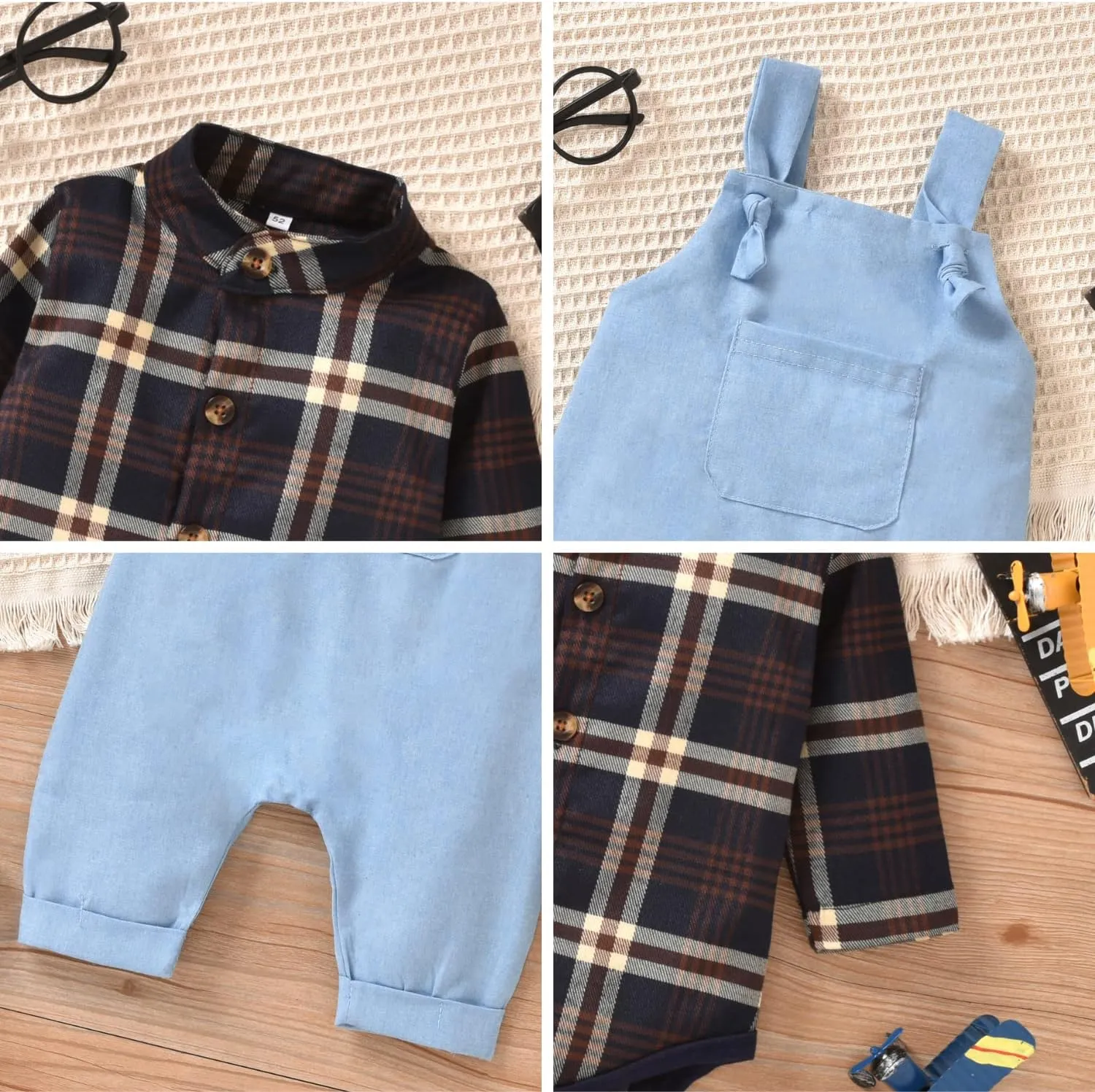 Unutiylo Baby Boys Clothes for Gentleman Outfits,Toddler Overalls Baby Suspender Pants and Bodysuit Romper