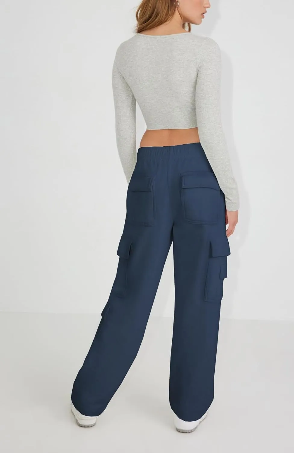 Waitfairy Wide Leg Sweatpants Women Cargo Pants Fleeece High Waisted Baggy Sweatpants for Women Casual Pants with 8 Pockets