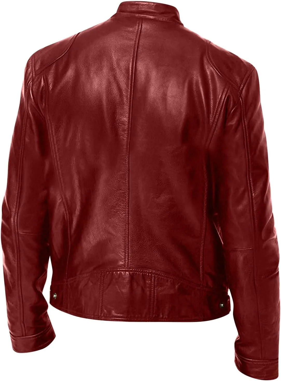 WENKOMG1 Mens Faux Leather Jacket Winter Fall Motorcycle Outerwear Stylish Long Sleeve Zip Up Coat Bike Riding Coat