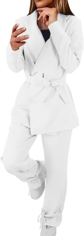 Womens 2 Piece Suits Business Trouser Suit Set Ladies Office Slim Fit Formal Blazer Going Out Blazer Jackets