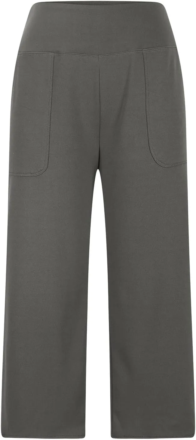 Womens Cropped Pants Wide Leg Yoga Capris with Pockets Loose Stretch Training Summer Casual Slacks Crop Trousers