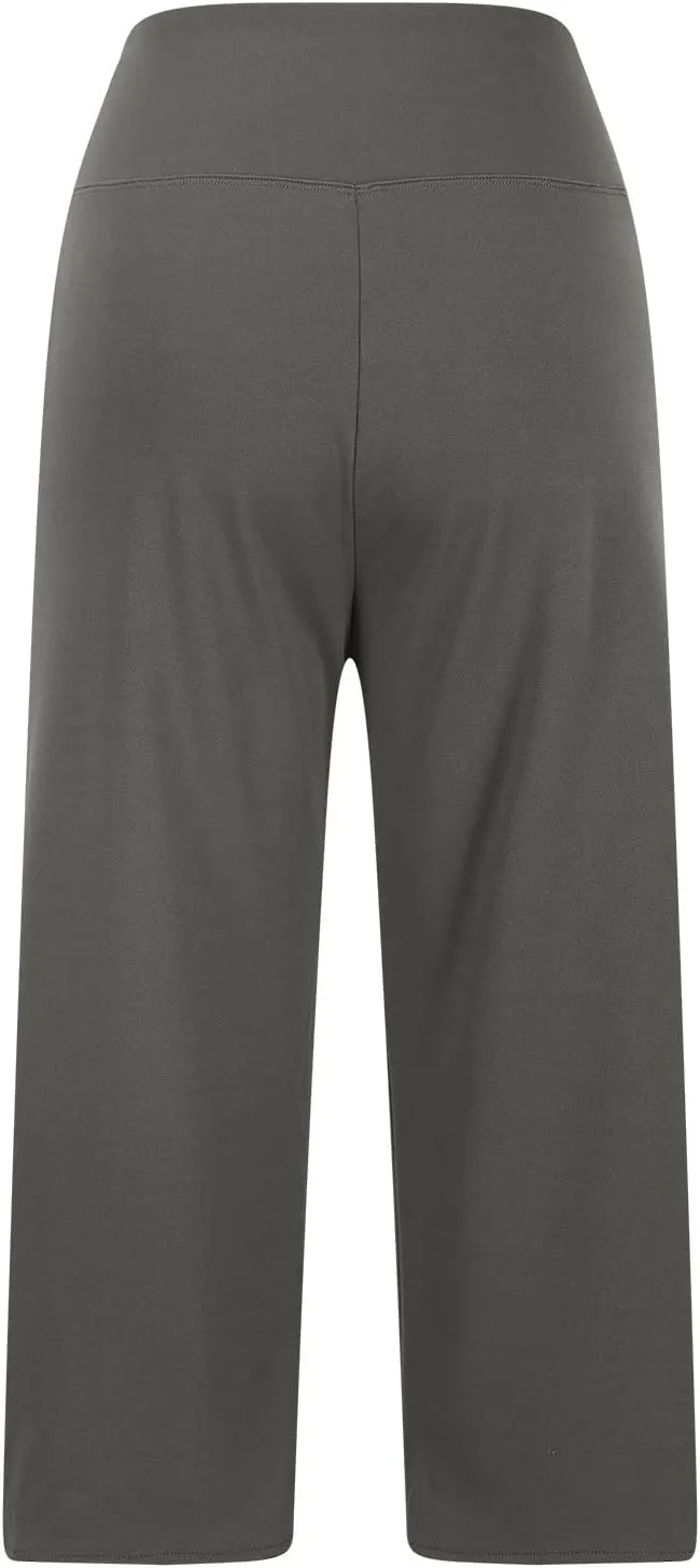 Womens Cropped Pants Wide Leg Yoga Capris with Pockets Loose Stretch Training Summer Casual Slacks Crop Trousers