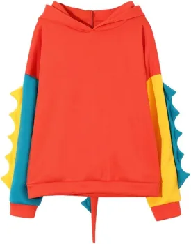 Women's Dinosaur Hoodies Cute Pullover Kawaii Long Sleeve Hooded Sweatshirts Funny Stylish Block Color Casual Fall Tops