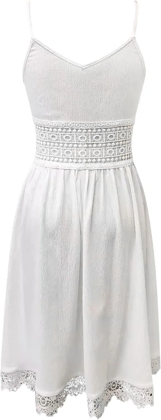 Womens Dresses V Neck Mini Floral Spaghetti Strap Boho Sundress Summer 2025 Tie Knot Front Flowy Pleated Swing Dress