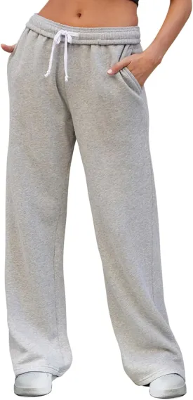 Women's Wide Leg Sweatpants High Waisted Baggy Interior Drawstring Sweatpants Straight Leg Sweat Pants