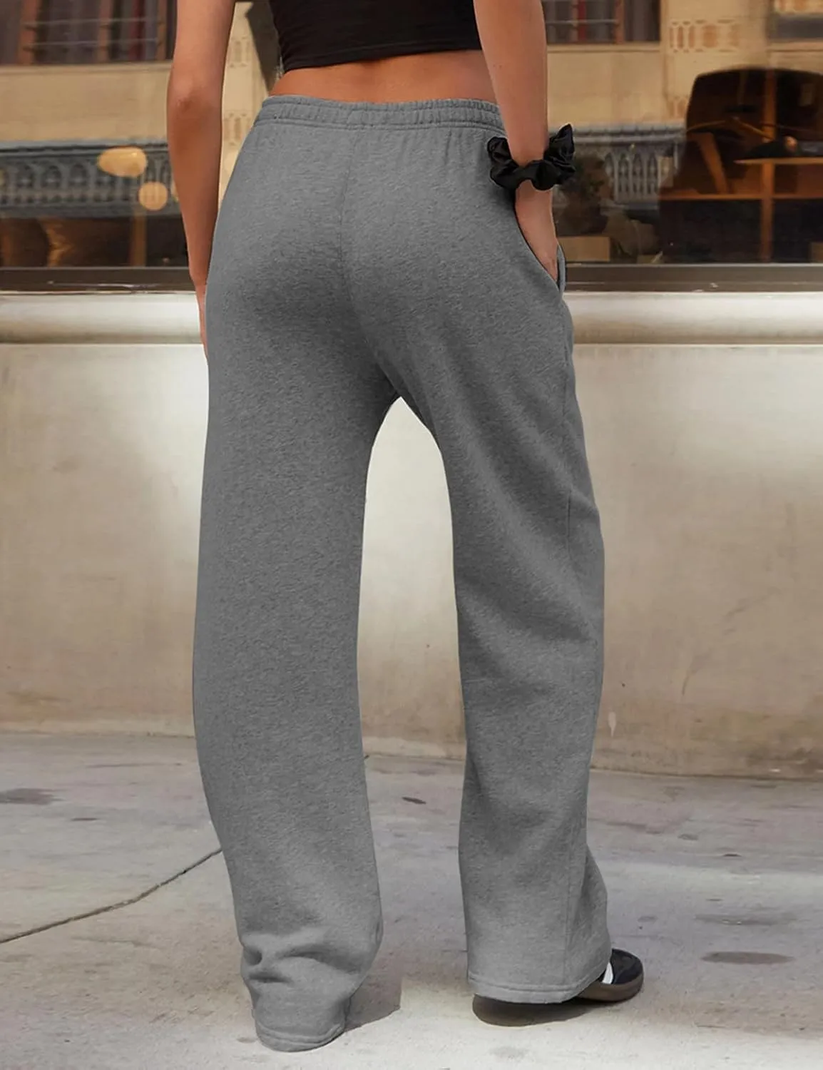 Women's Wide Leg Sweatpants High Waisted Baggy Interior Drawstring Sweatpants Straight Leg Sweat Pants