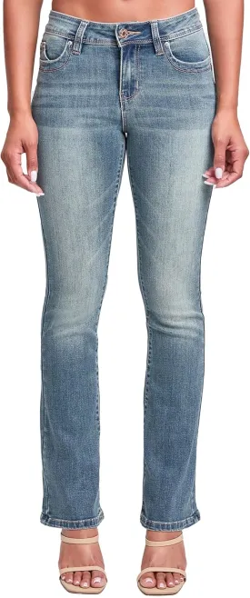 YMI Women's Wannabettabutt Mid Rise Bootcut Jeans